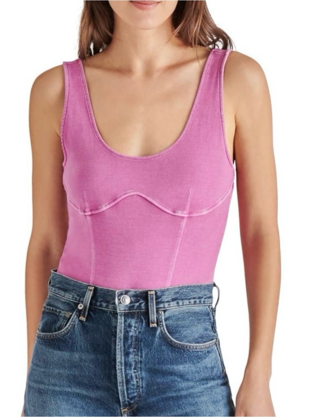 Steve Madden Magenta Scoop-Neck Laiyla Bodysuit